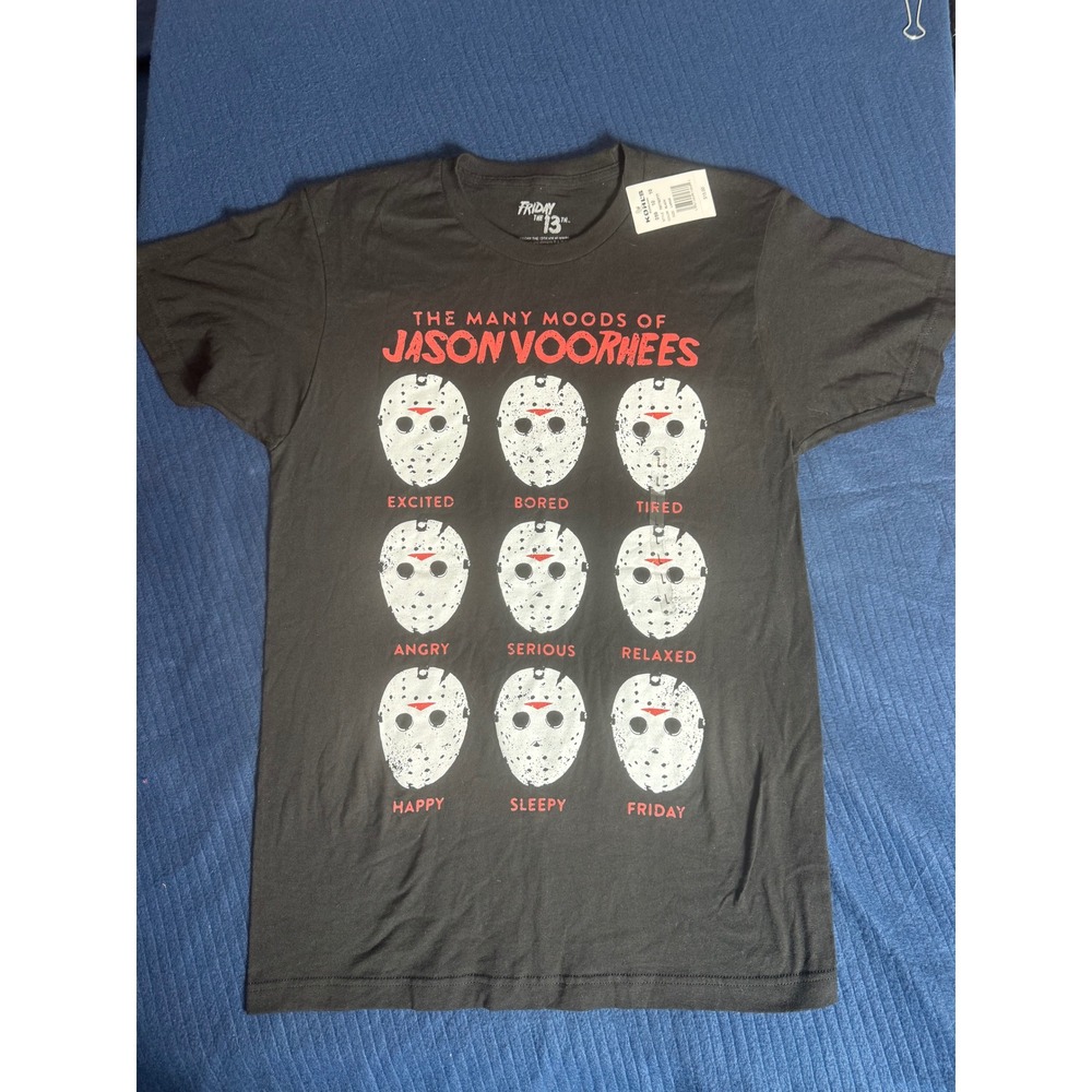 Friday the 13th Many Moods of Jason Voorhees Black Graphic T-Shirt Large NWT